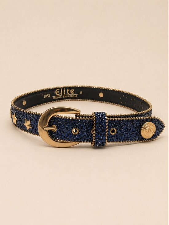 Elite Fresno California Blue Glitter Rhinestone Belt Medium 36\